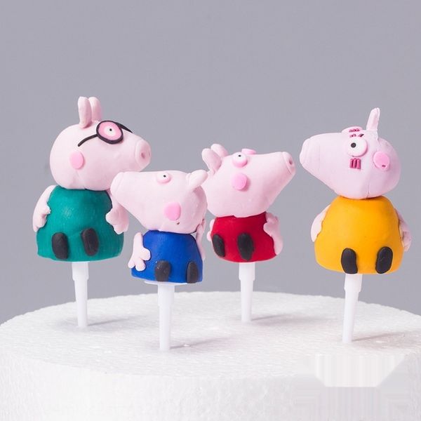 

three dimensional four mouth desserts tableone dessert dessert piggy man decorationsoft potterychildren's baking cake social plug-in qj