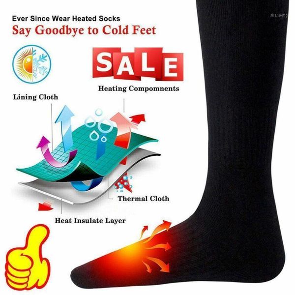 

sports socks winter men women electric heating thermal heated foot warmer equipment outdoor box battery back toes and v1p61, Black