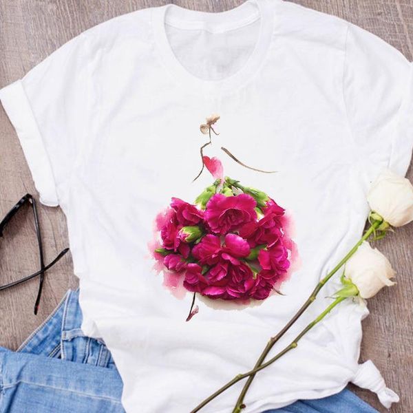 

женщины графические элегантные цветочные одежды сладкий harajuku 90s цветочная леди одежда женские тройники принт топы футболка женская футб, White