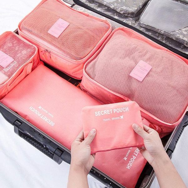 

6 pcs clothes storage bags packing cube traveling home clothing organizer set hogard1