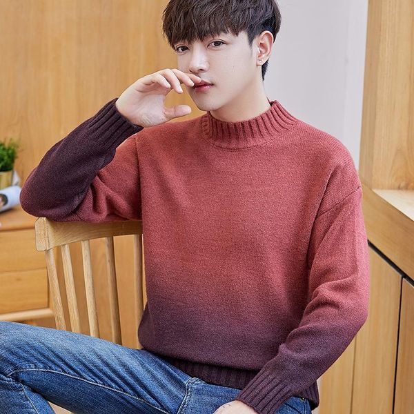 

autumn winter sweater men half high collar long sleeve knitted sweaters 1316, White;black