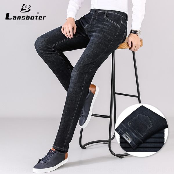

leshbert men's autumn and jeanspants and jeanswinter 2020 straight mid rise stretch jeans pants men's business jeans u71va, Blue