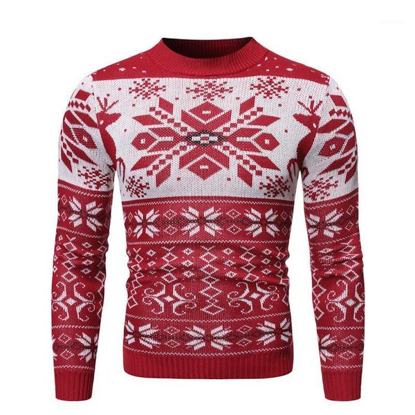 

christmas sweater for men deer print knitted pullover knit jumper round neck autumn leisure white red new arrival1, White;black