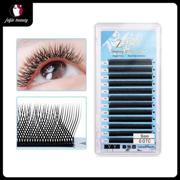 

y shape design eyelashes extension black soft false eyelash volume lashes 0.07 c 8-12 mm lash split-tips silk fiber individual