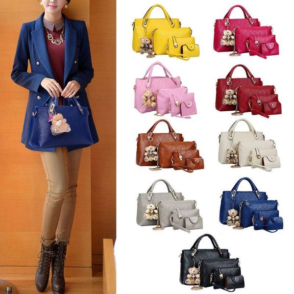 

4pcs/set women lady leather handbag shoulder bags tote purse satchelmessenger