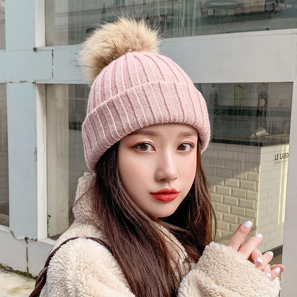 

women winter beanies hat thick knitted beanie hats pompom for girls kids female skullcap parent-child designer bonnet, Blue;gray