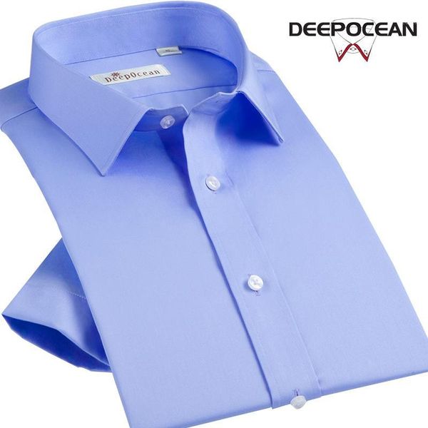 

deepocean men's shirt solid men business shirts short 10xl camisa de hombre fashion cotton leisure dress shirts daddx55504s1, White;black