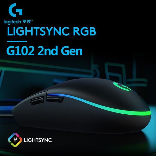 

g102 lightsync gaming mouse 8000 dpi 6 buttons g102 2gen rgb streamer usb wired optical mouse gamer mice for pc laptop