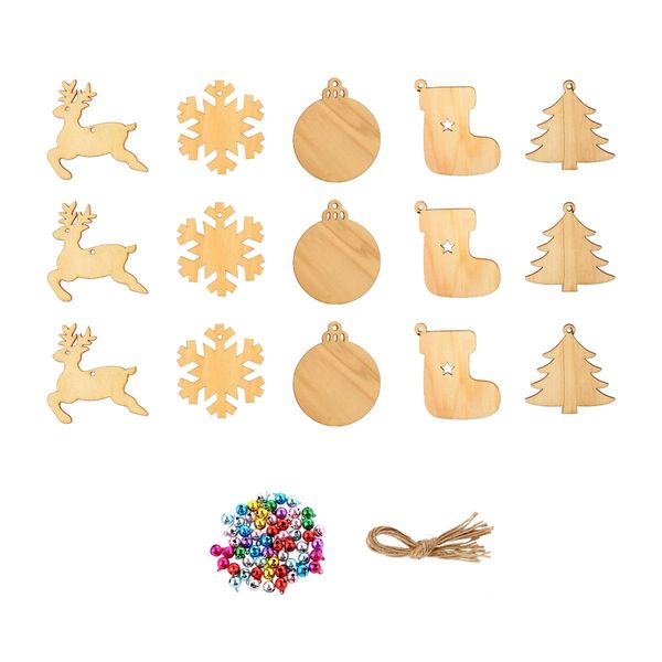 

1 set christmas handmade wood chip hanging ornaments diy pendant chip delicate portable adornment for party home decoration wmtvde xhhair