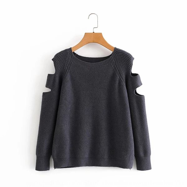 

korean women sweater sweaters clothing autumn winter 2020 new lazy style round neck sleeve hollowshoulder sweater for women a71 s9oko, White;black