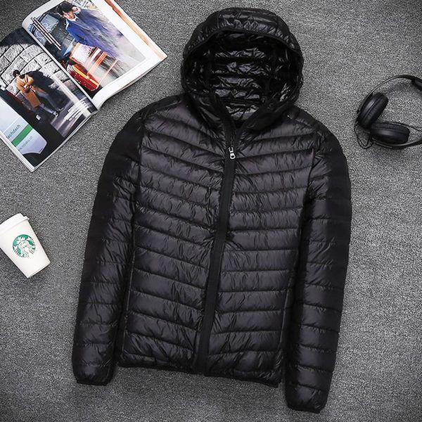 

large size jacket thin european and american men's down cotton jacket men's super light casual brand coat, Black