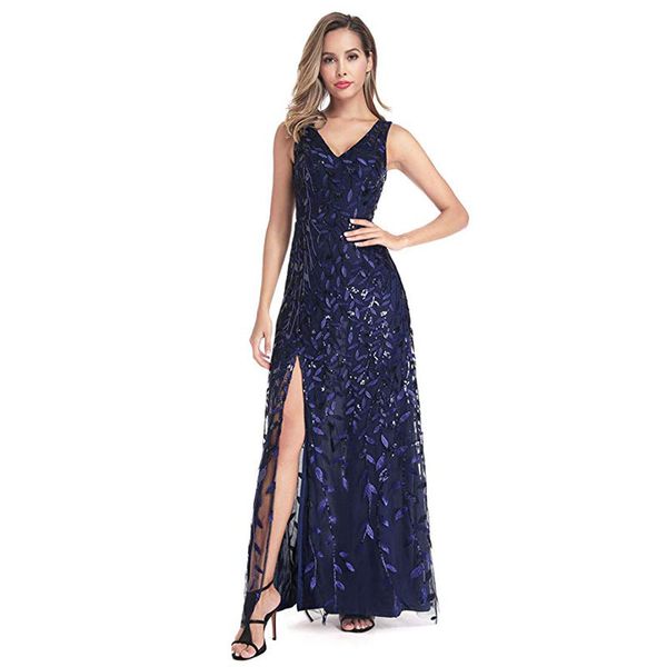 

navy blue maxi dresses with slit long evening gowns custom, Black;red