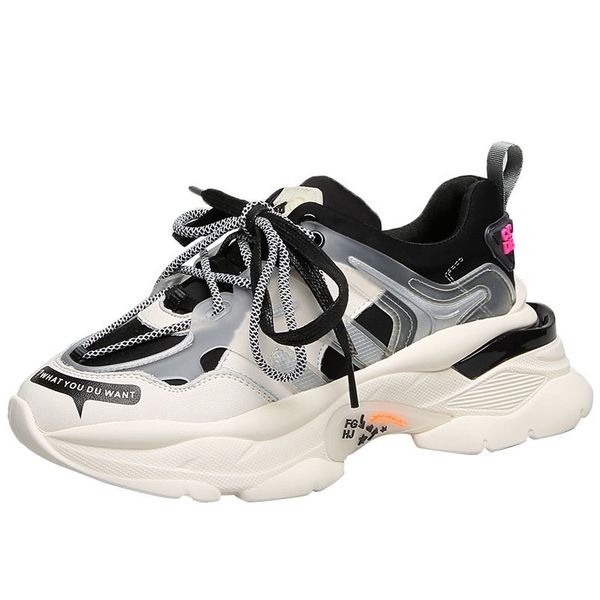 

women's chunky sneakers new fashion casual shoes brand design winter shoes girls trendy couples sneakers plus size 42 43 44 201109, Black