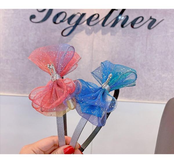 

hair accessories 12pcs fashion rhinestone tiaras bow sticks glitter gradient bowknot hairbands princess headwear boutique accessories1, Slivery;white