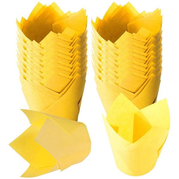 

baking cups, 200-piece tulip cake cup liner baking paper cups for weddings, birthdays, parties (yellow