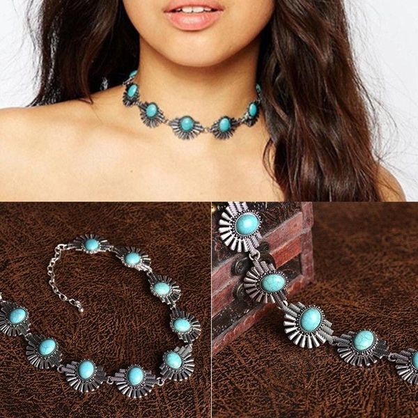 

women charm crystal jewelry pendant chain choker chunky statement bib necklace, Silver
