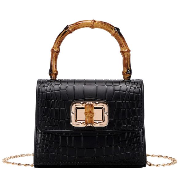

mini handbags and purses bamboo handle crossbody bags for women 2022 summer jelly bag crocodile ladies shoulder hand bag sac, Red;black