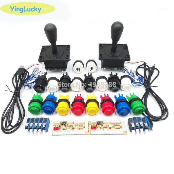 

game controllers & joysticks 2 players arcade diy kit zero delay usb encoder american style joystick 28mm push button pc mame raspberry pi 1