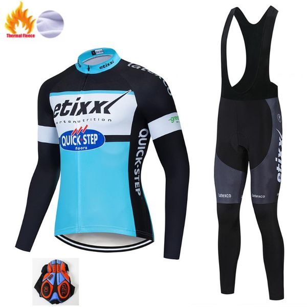 

etixxl cycling set winter thermal fleece sportswear windproof jacket pants outdoor sport suit man woman clothes set, Black;blue