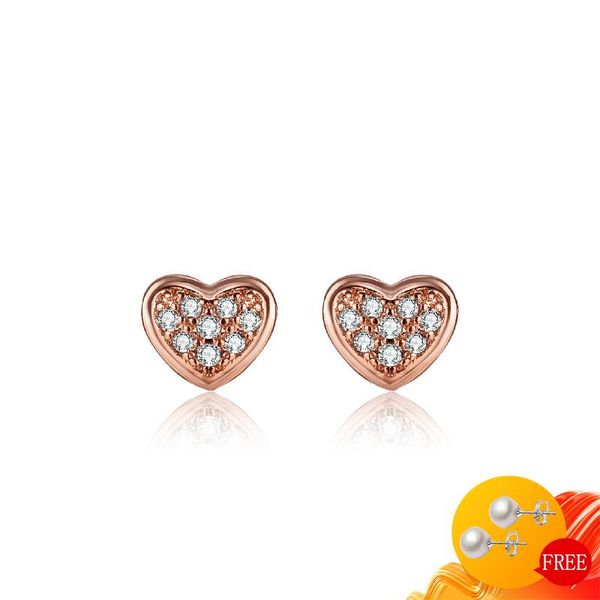 

stud fashion 925 silver jewelry earrings heart shape zircon gemstones earring for women wedding engagement party gift wholesale, Golden;silver