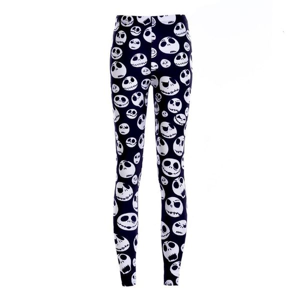 

elastic casual pants 3d digital printing skull and crossbones pattern women leggings 7 sizes fitness clothing ing, Black