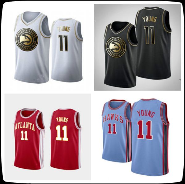 

atlanta hawks men trae young #11 all-star golden edition basketball jersey, Black