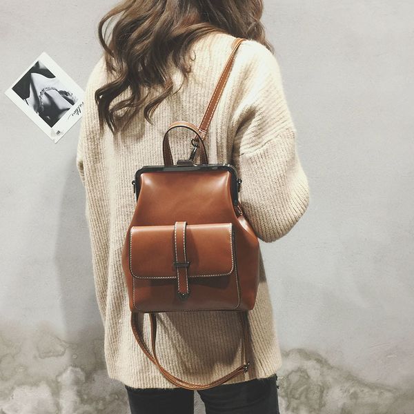 

leftside brand retro hasp back pack bags pu leather backpack women school bags for teenagers girls luxury small backpacks c1019
