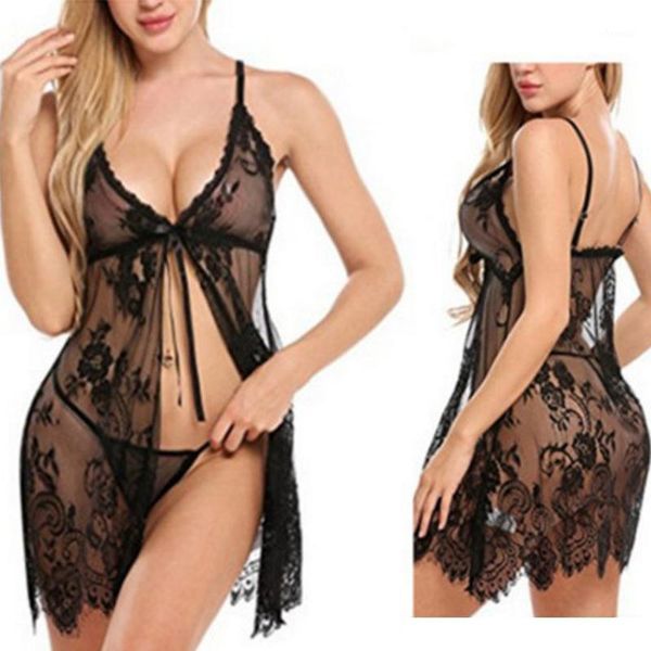 

women summer lace nightgown sleepwear pyjamas negligee babydoll bathrobe female home clothes red s-xxl1, Black;red
