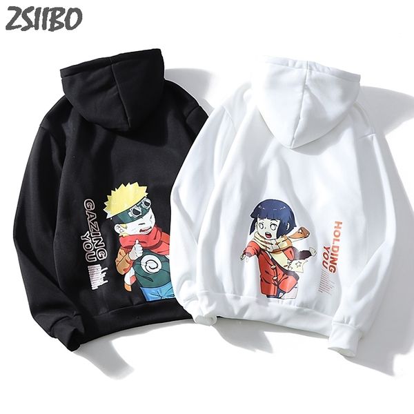 

naruto harajuku hinata hoodies couple wear japanese anime printed men's hoodie male streetwear fashion casual sweatshirts t200102, Black