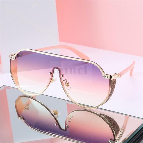 

trendy purple oversized sunglasses gradient metal brand designer glitter side sun glasses for women men luxury big shades uv400, White;black
