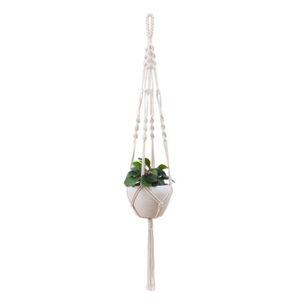 88 cm a 150 cm Decorazioni da giardino Cestini sospesi Macrame Corda fatta a mano Portavaso Fiore Pianta Gancio corde cesto Borsa a rete Fiore per interni ed esterni Decorazioni per la casa