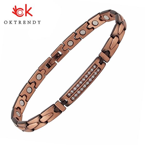 

oktrendy hologram pure copper magnetic therapy link bracelet pain relief for arthritis gamer bracelets for women 0930, Black