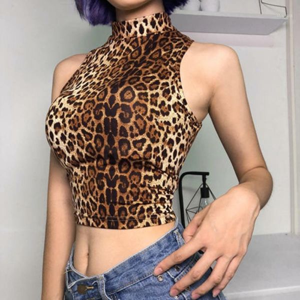 

women leopard tanks sleeveless turtleneck fashion women crop shirts tanks mujer summer casual bodycon1, White