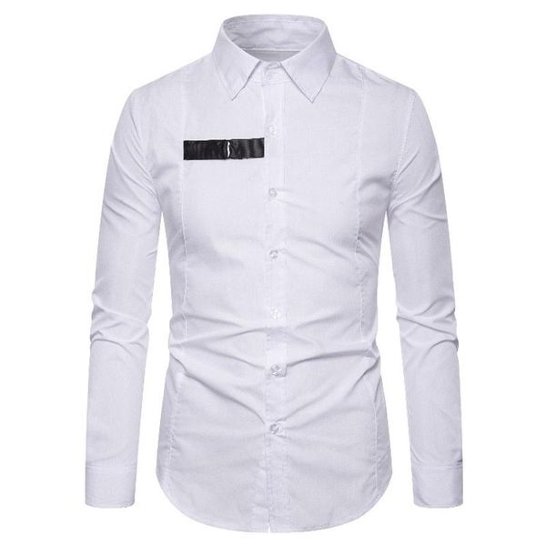 

men's casual shirts luxury black white pointed collar cotton oversized formal blouse zipper button down shirt male retro clothes, White;black