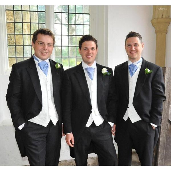

classic grooms tailcoats black notched lapel wedding suits for men 3 pieces formal men wedding suits (jacket+pant+ vest) a0661, White;black