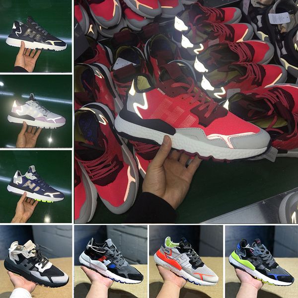

noctilucous nite jogger 3m designer women men reflective night sports colorful athletic breathable trainer new arrival, White;red