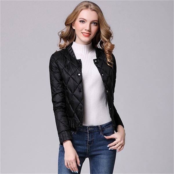 

2021 new womens jackets ultra light down jacket women cross tailoring single breasted plaid travel thin feather coat m4pe, Black
