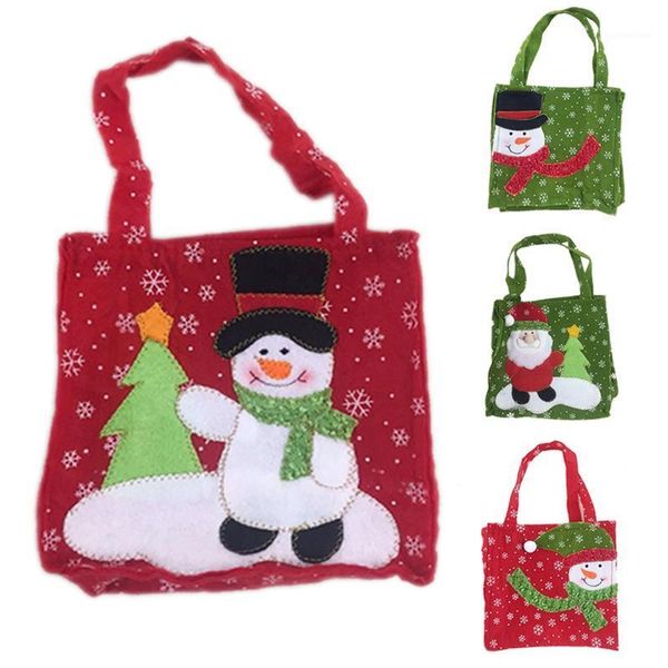

christmas decorations 4pcs santa claus snowman gift bag kids candy bags fabric packaging party wedding handbag favor1