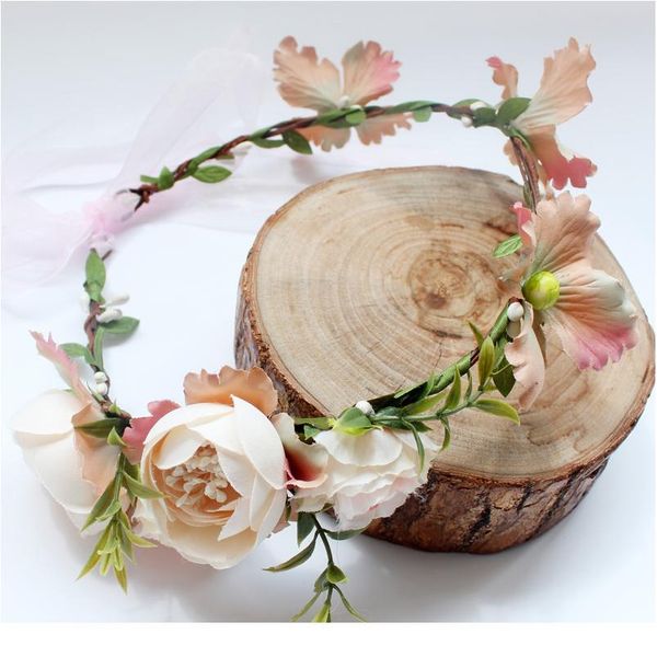 

2017 bride wedding flower headband wreath hairband party flower girl hair accessories flower crown garland h qylrck