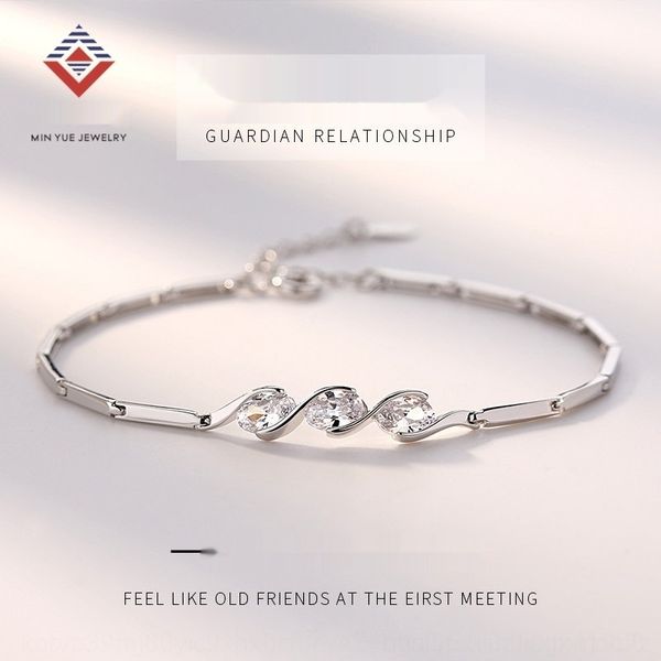 

vtaus exquisite s925 pure silver predestined sansheng inlaid female minyue minyue s925 pure silver predestined sansheng diamond fe bracelet, Golden;silver