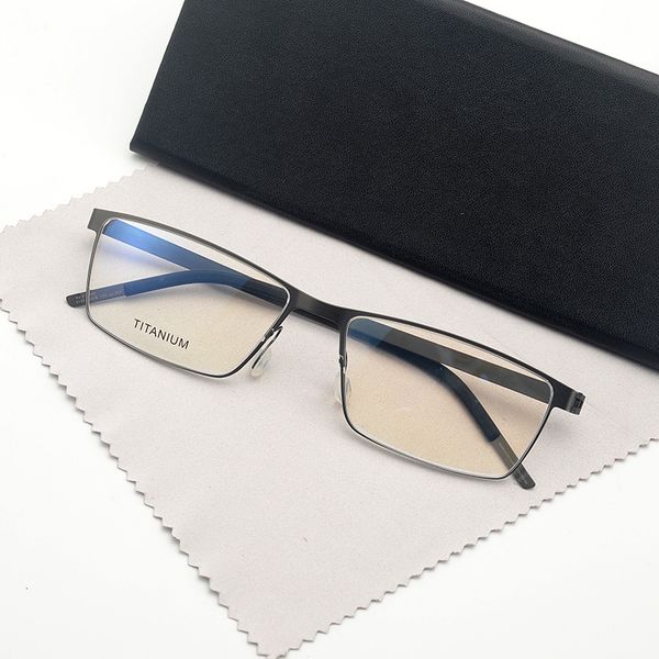 

2021 new titanium rectangle glass frame men without screw business myopia eyewear prescription glasses xq03, White;black