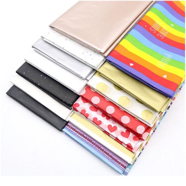 

10sheets/lot 50*66 cm rainbow printed tissue paper christmas wrapping paper craft gift wrap wedding party home decor wmthor
