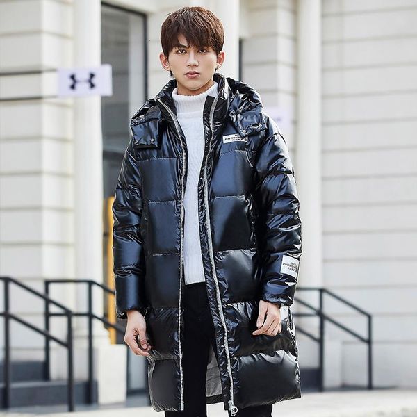 

thick warm duck parkas winter men jacket coat casual long hooded down jacket fashion waterproof outdoor coats mens clothing 2020, Black