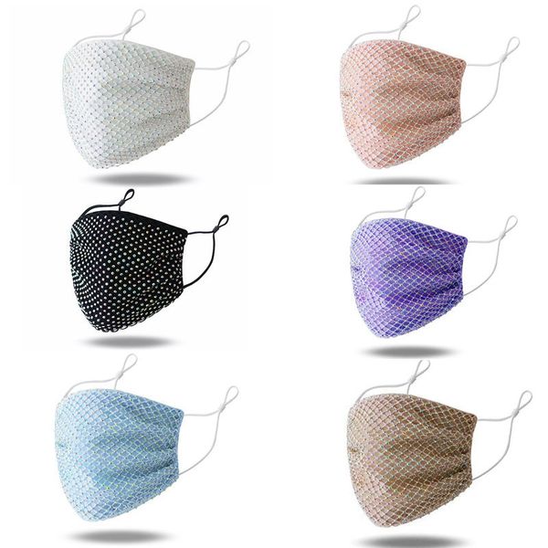 

colorful mesh masks bling diamond party mask rhinestone grid net mask washable hollow mask for women ggb2417