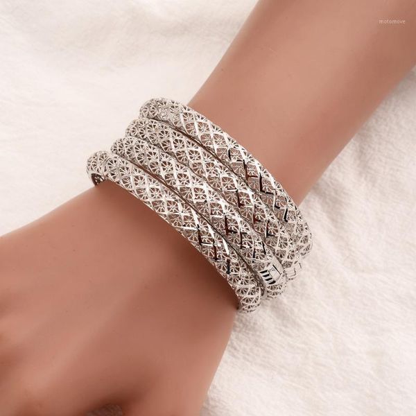 

bangle 24k african gold silver color shiny bangles for women girls dubai circle bracelet jewelry bride wedding jewerly gift1, Black
