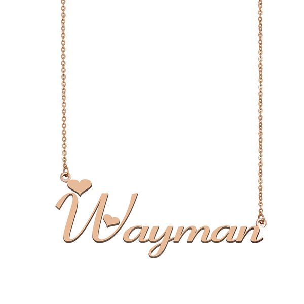 

wayman name necklace custom nameplate pendant for women girls birthday gift kids friends jewelry 18k gold plated stainless steel, Silver