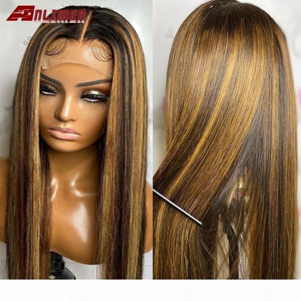 

straight highlight wig brown blonde piano color 13x6 lace front human hair wigs #4 27 mix color ombre remy 13x4 lace front wig, Black;brown