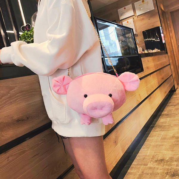 

японские и корейские дамы сплошного цвета смешного маленький мешок прилив милая плюшевая форма свиньи мешок плеча круглый y404