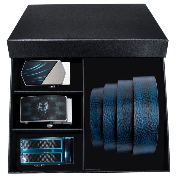 

fashion blue leather belt men genuine leather automatic buckle belt cowboy male designer metal blue belt for jeans casual belts y200520, Black;brown