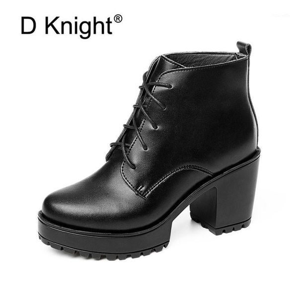 

boots 2021 genuine leather women lace up autumn winter fur ankle for platform heels shoes1, Black